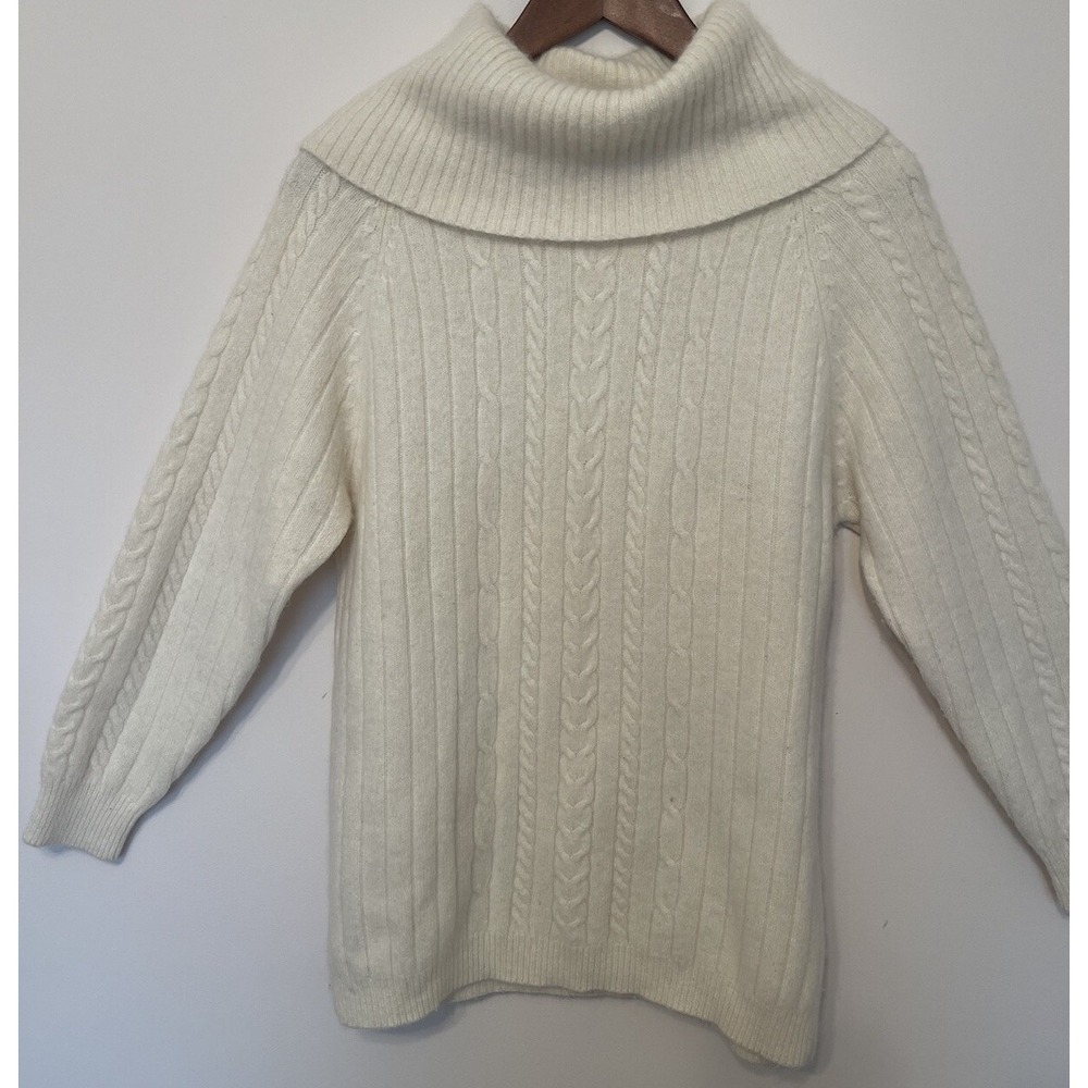 St Michael Lambswool Angora Blend Sweater Cream Ivory 12 Cowl Neck‎ Quiet Luxury